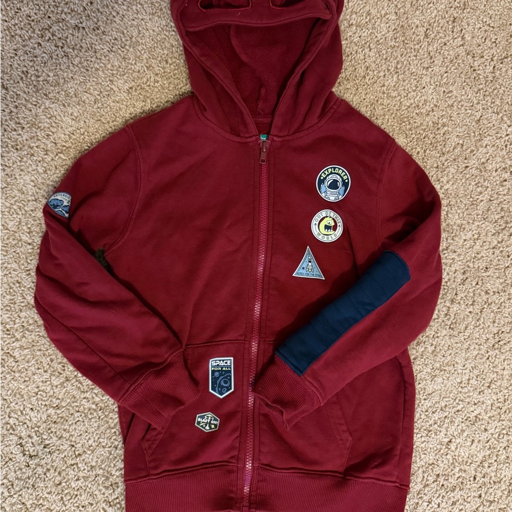 Kids Red Hoodie Jacket with Patches and Eye mast